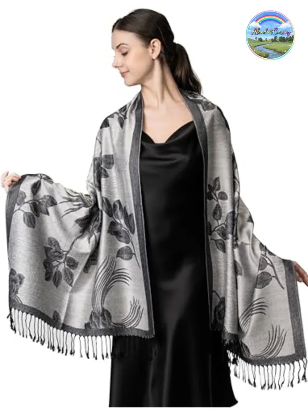 Reversible Paisley Pashmina Shawl Wrap Viscose-Acrylic